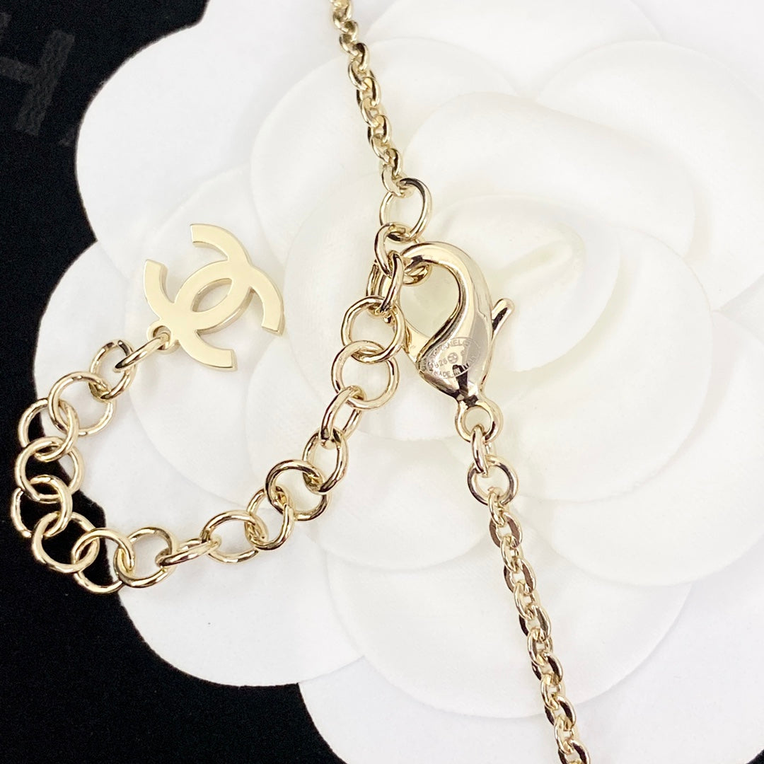 CHANEL Pearl Crystal Camellia Long Necklace