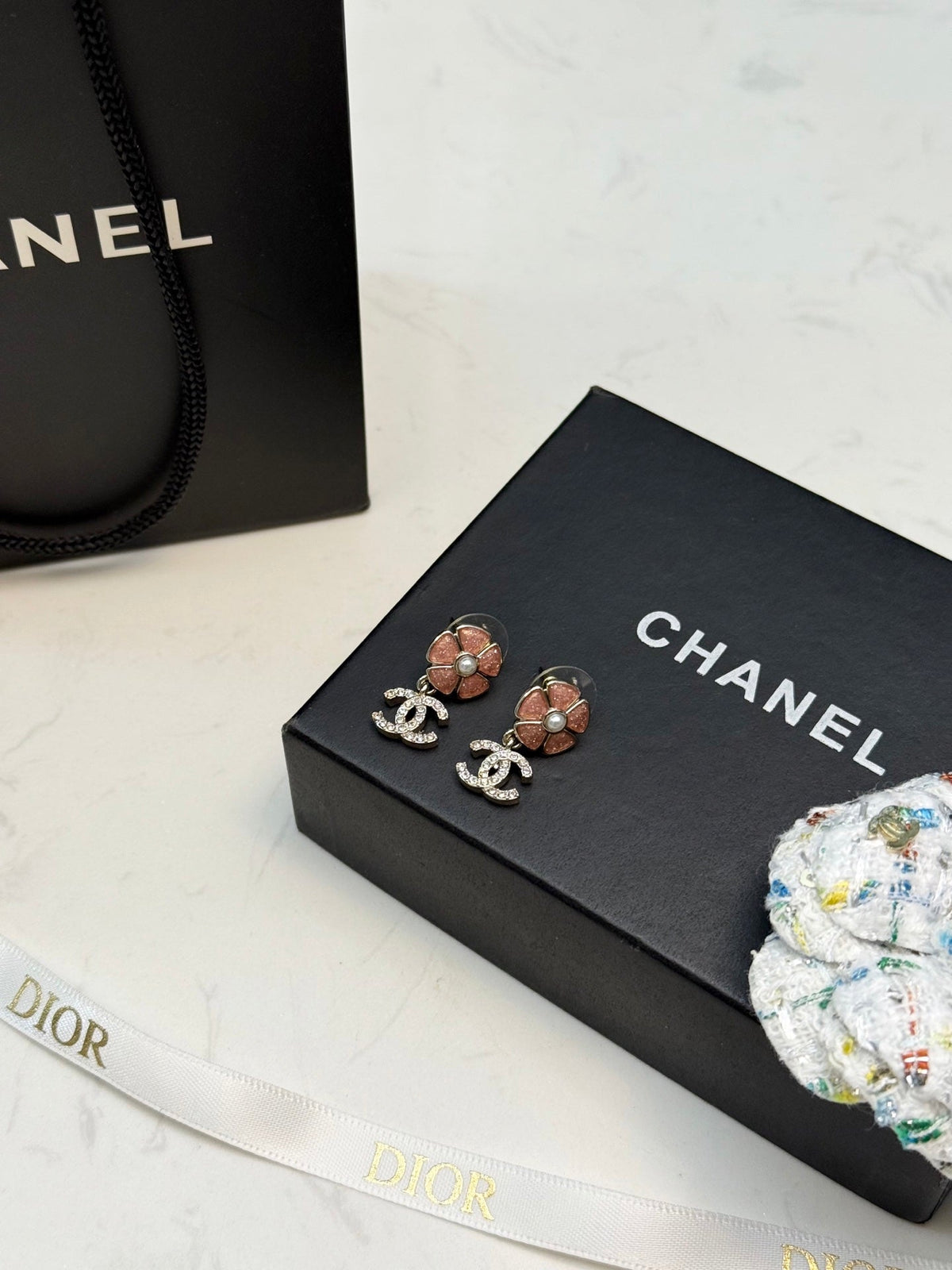 CHANEL Pearl Pink Earrings