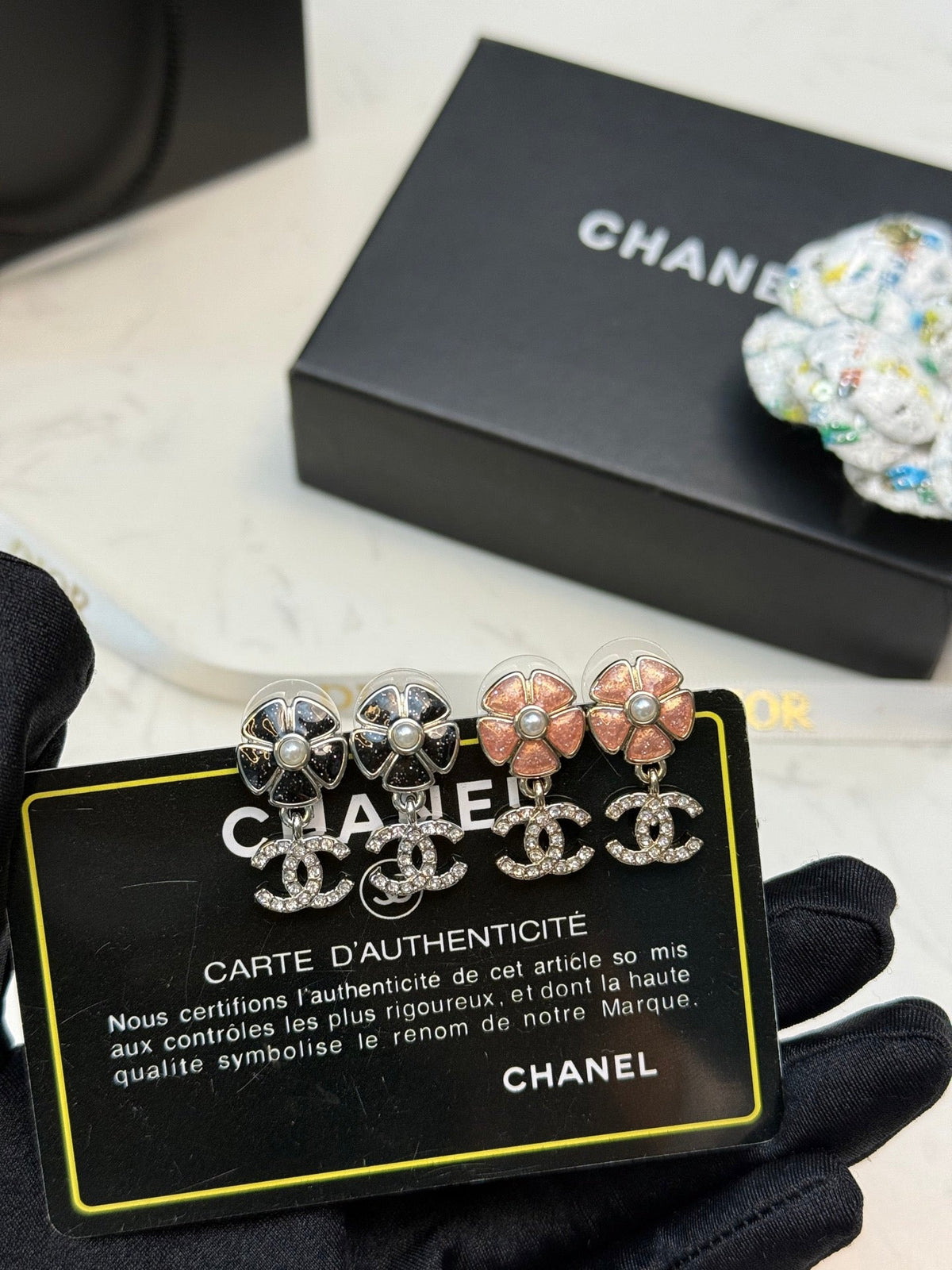 CHANEL Pearl Pink Earrings