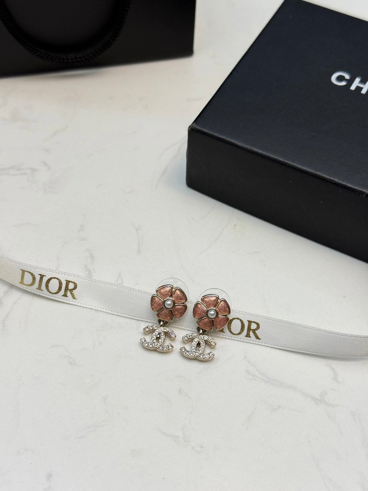 CHANEL Pearl Pink Earrings