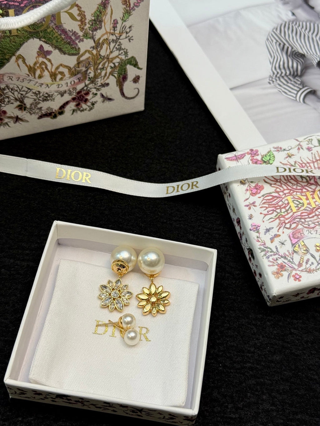DIOR Pearl Gold-Tone Earrings