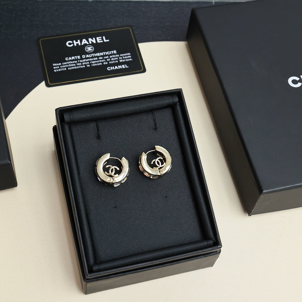 CHANEL Crystal Double-C Earrings