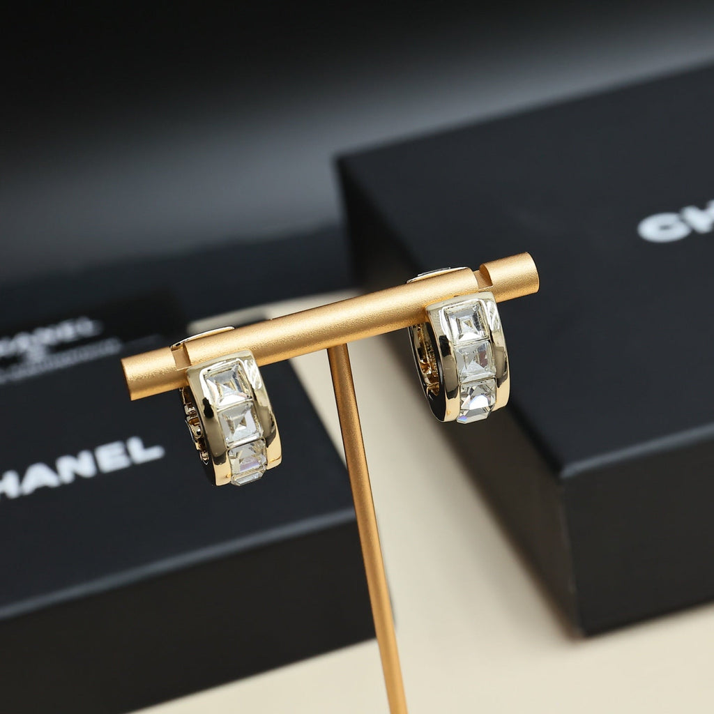 CHANEL Crystal Double-C Earrings