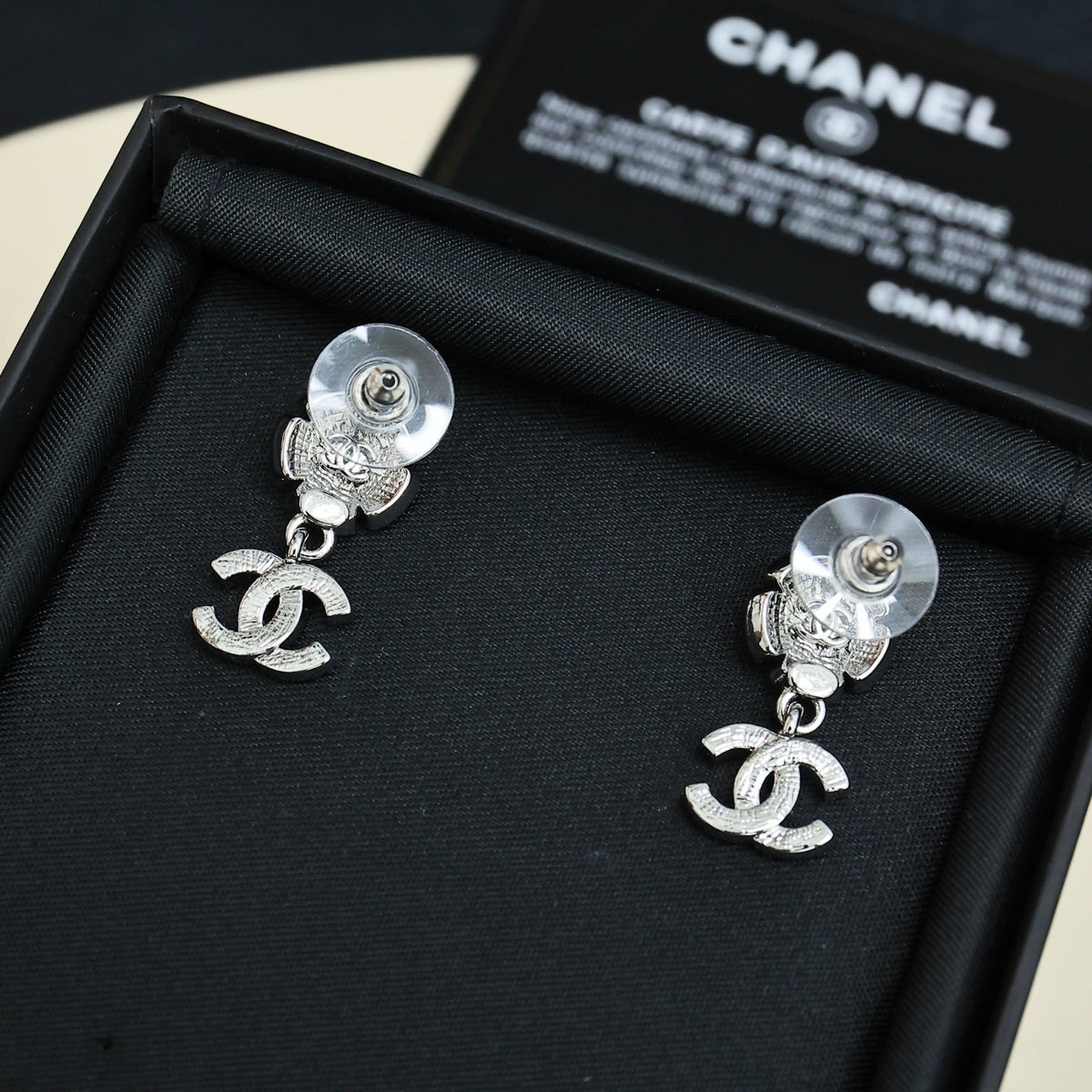 CHANEL Pearl Crystal Enamel Earrings