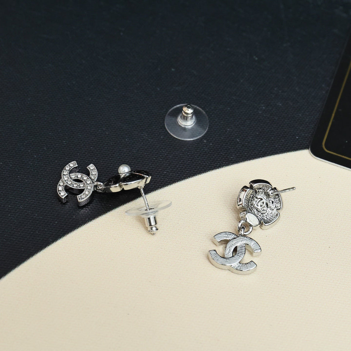 CHANEL Pearl Crystal Enamel Earrings