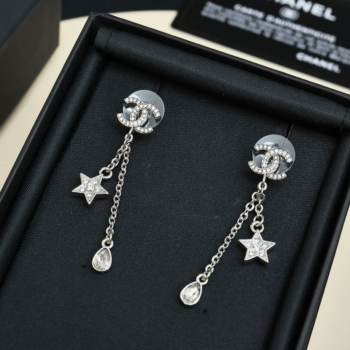CHANEL Crystal Double-C Pendant Necklace