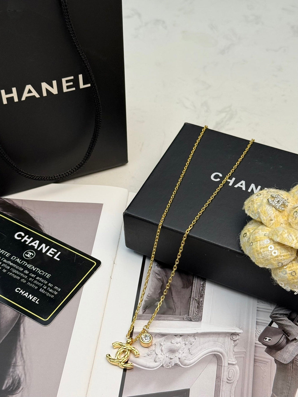 CHANEL Double-C Layered Pendant Necklace