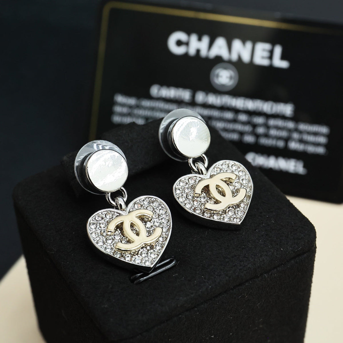 CHANEL Crystal Double-C Vintage Earrings