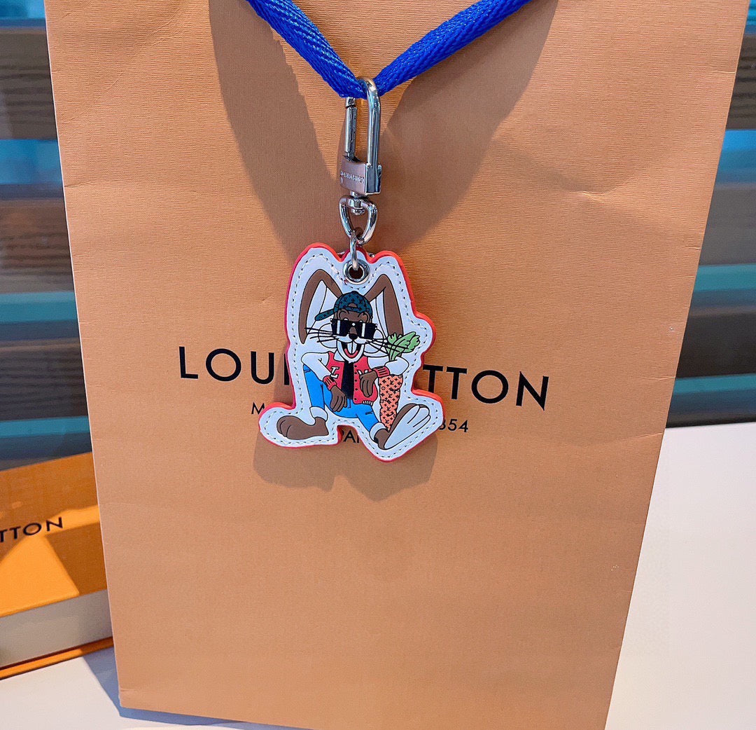 LOUIS VUITTON Metal Logo Bag Charm Keychain
