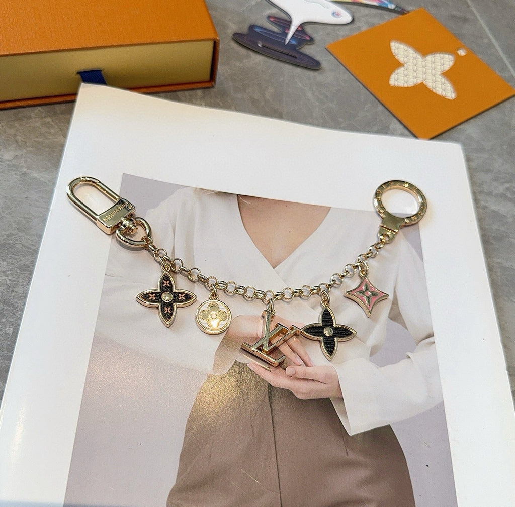 LOUIS VUITTON Canvas Flower Bag Charm Keychain