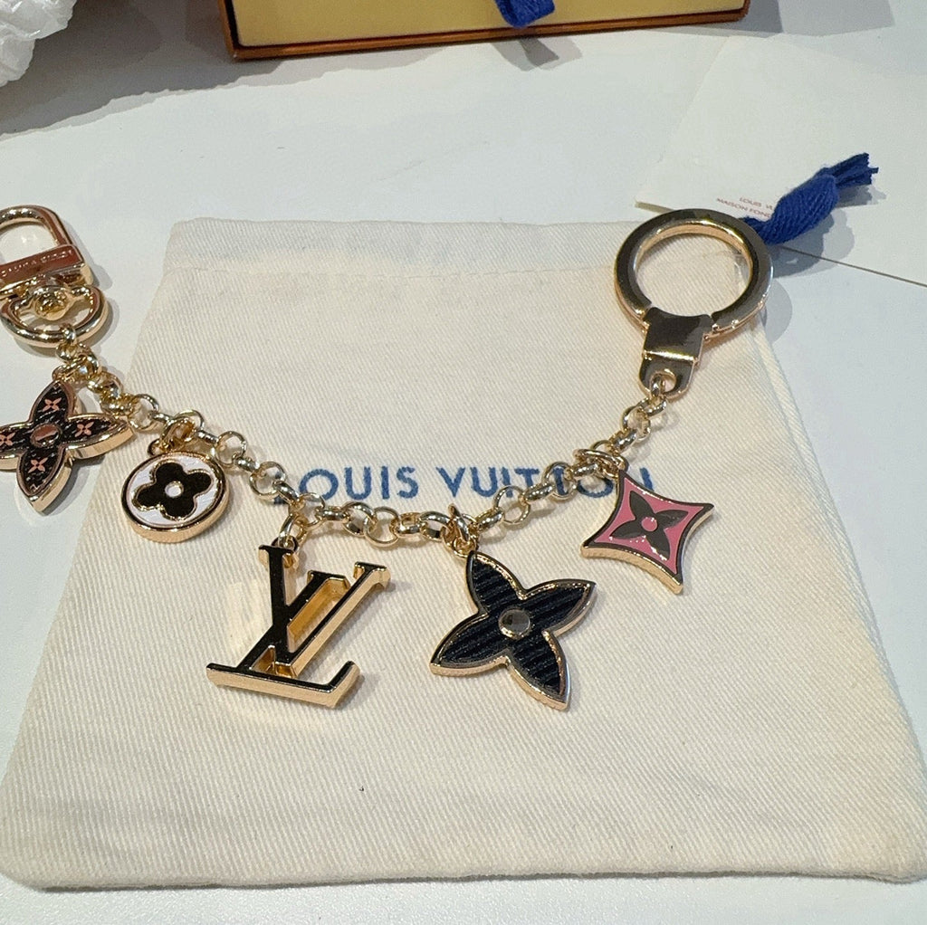 LOUIS VUITTON Canvas Flower Bag Charm Keychain