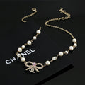 CHANEL Pearl Bow Long Necklace