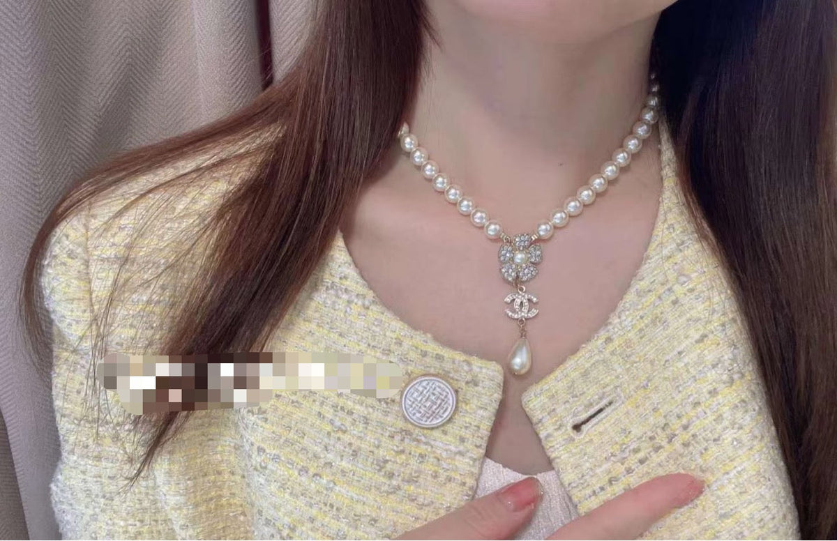 CHANEL Pearl Double-C Camellia Long Necklace