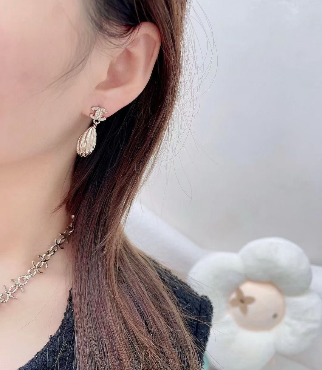 CHANEL Crystal Double-C Earrings