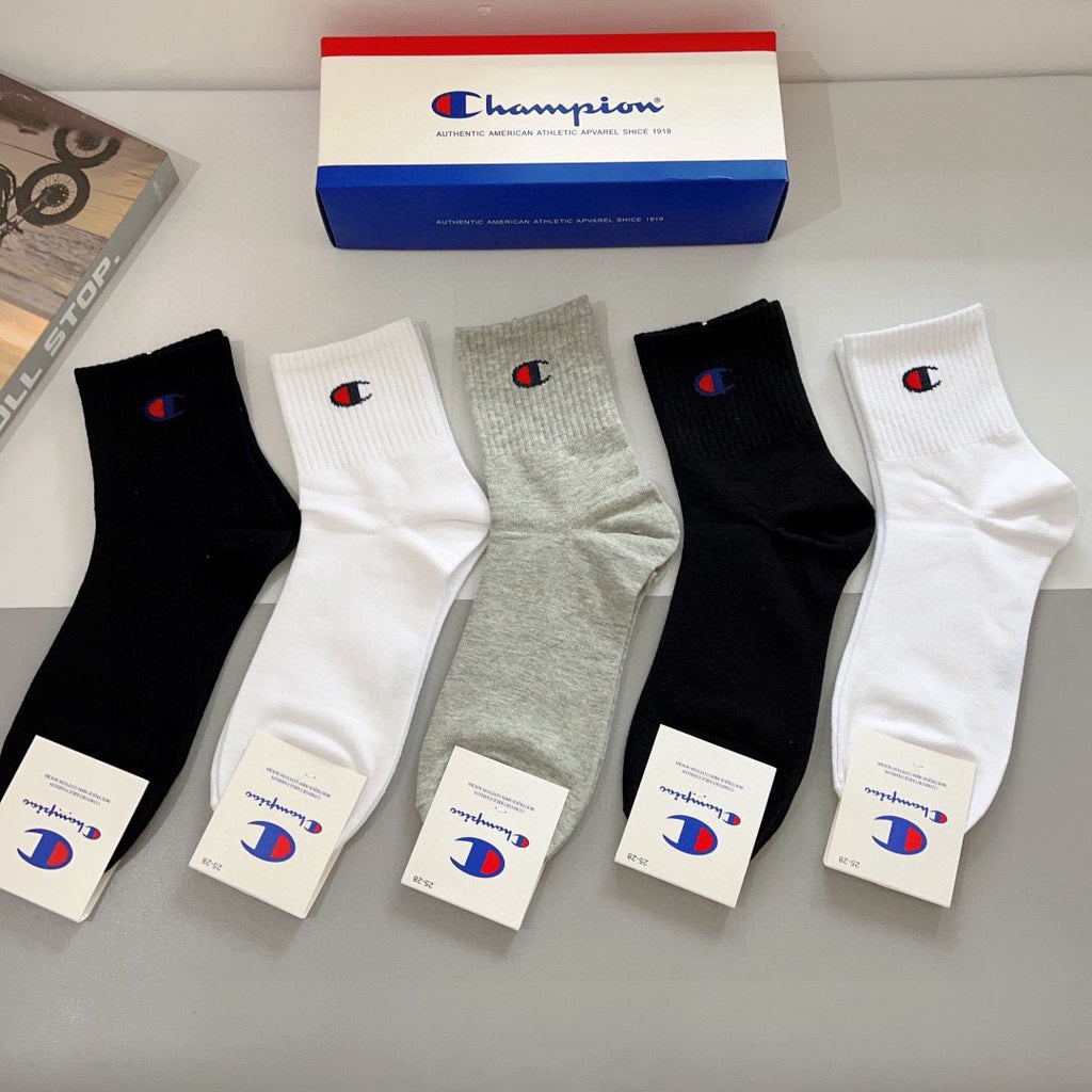 Champion Comfort Crew Socks – 5-Pair Set #001
