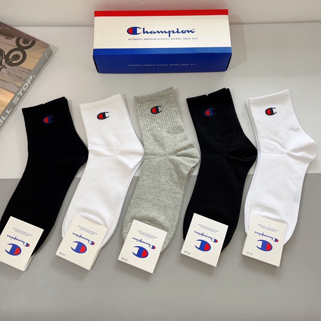 Champion Comfort Crew Socks – 5-Pair Set #001