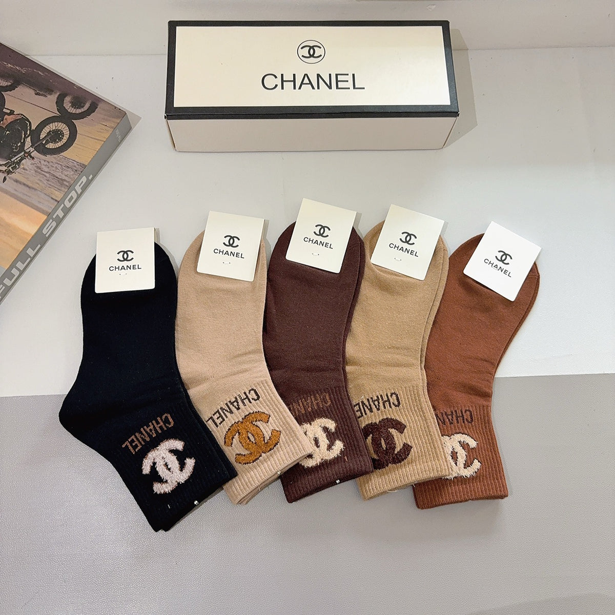 Chanel Comfort Crew Socks – 5-Pair Set #003
