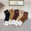 Chanel Cotton Crew Socks – 5-Pair Set #008