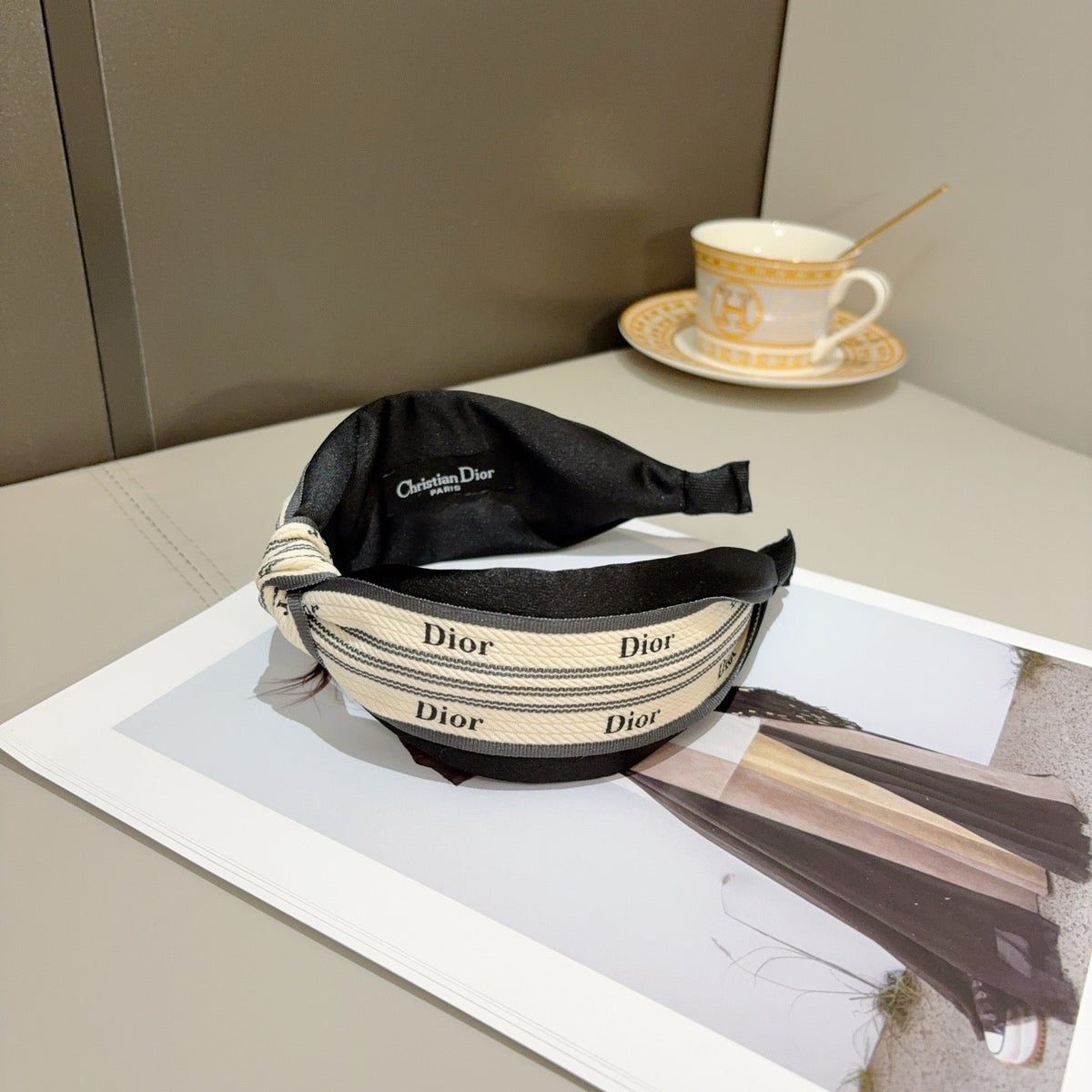 DIOR Letter Logo Silk Wide Headband