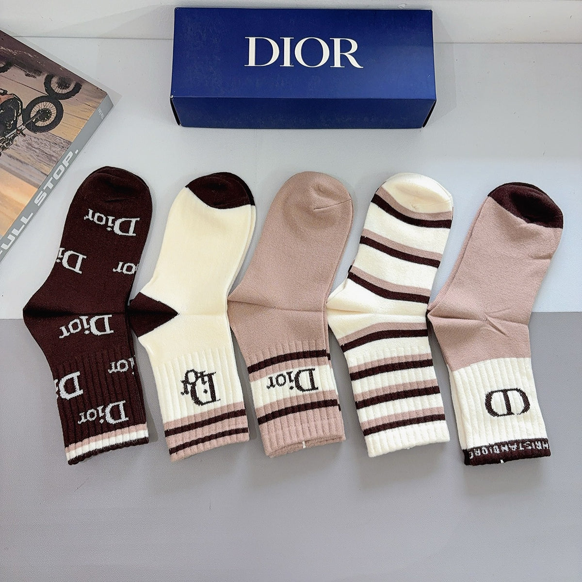 Dior Comfort Crew Socks – 5-Pair Set #007
