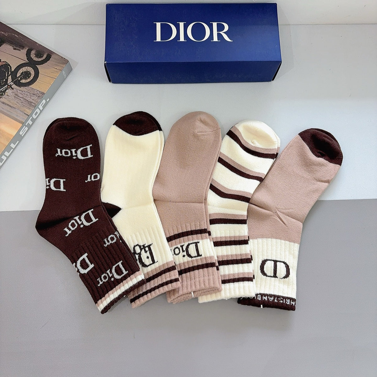 Dior Comfort Crew Socks – 5-Pair Set #007