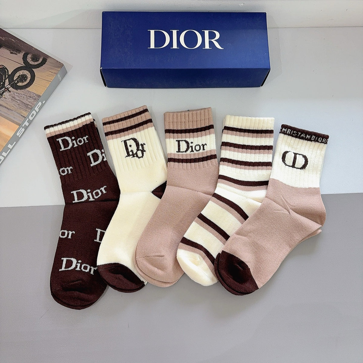 Dior Comfort Crew Socks – 5-Pair Set #007