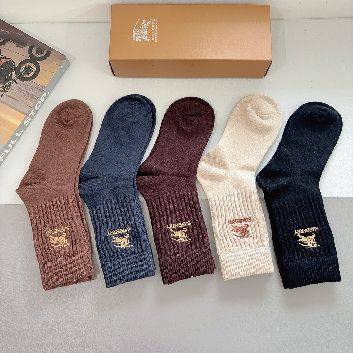 Burberry Cashmere Blend Knee-High Socks – 5-Pair Set #001
