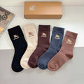Burberry Cashmere Blend Knee-High Socks – 5-Pair Set #001