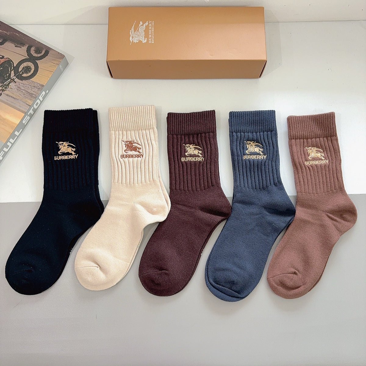 Burberry Cashmere Blend Knee-High Socks – 5-Pair Set #001