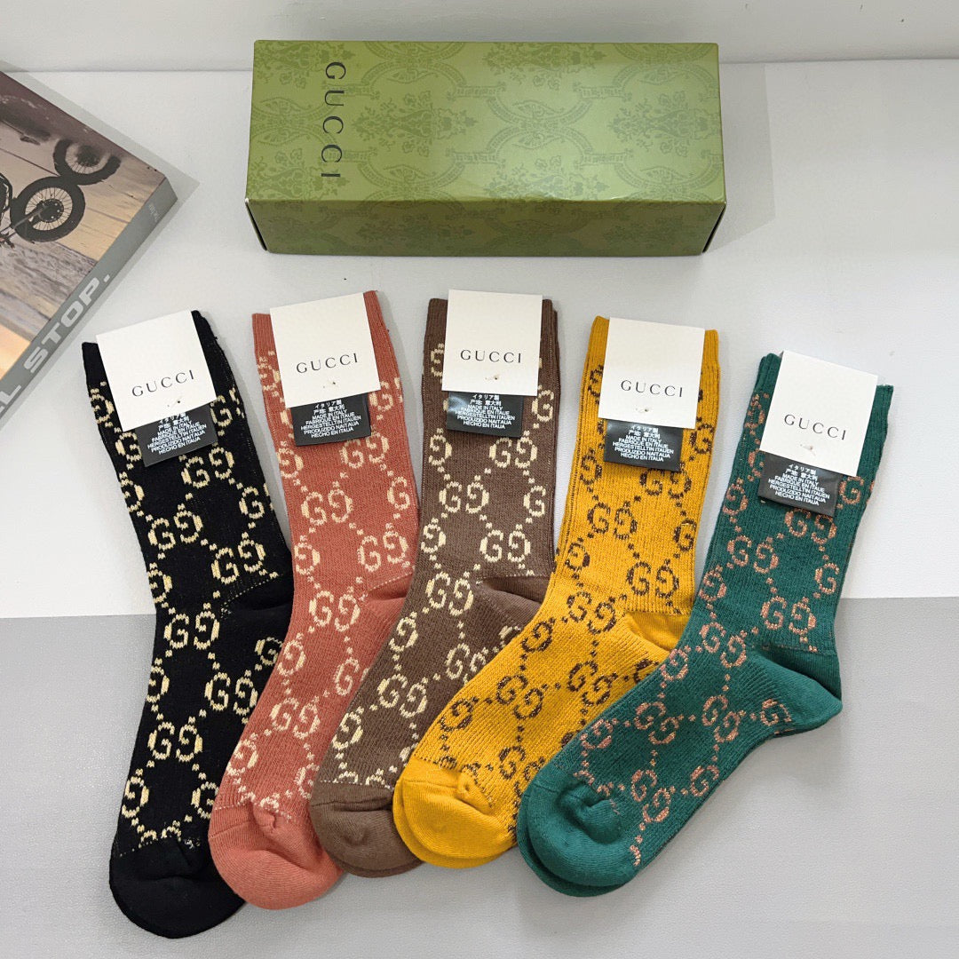 Gucci Comfort Knee-High Socks – 5-Pair Set #001