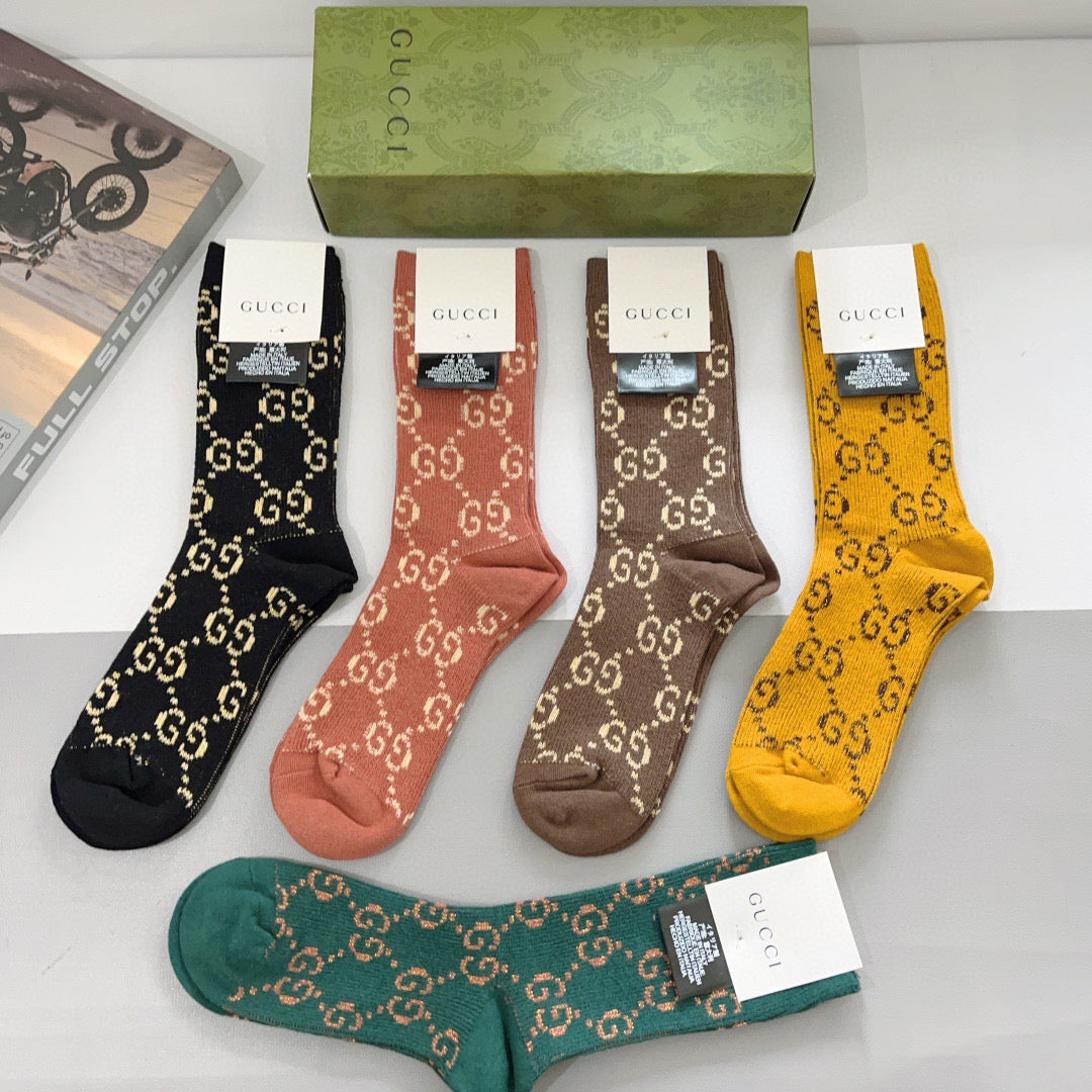 Gucci Comfort Knee-High Socks – 5-Pair Set #001