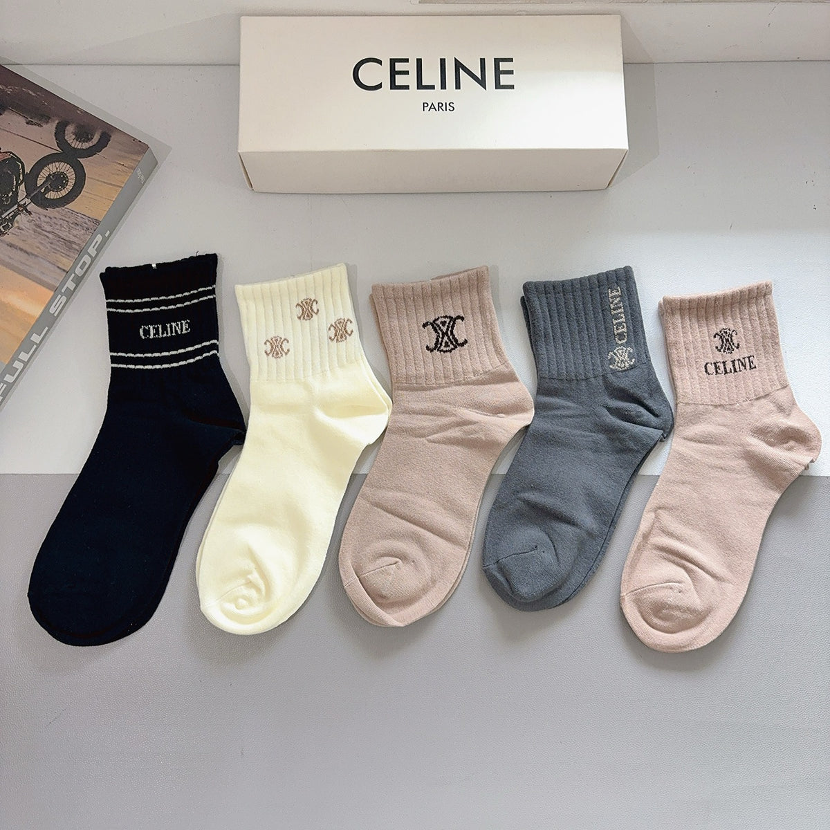 Celine Cotton No-Show Socks – 5-Pair Set #005