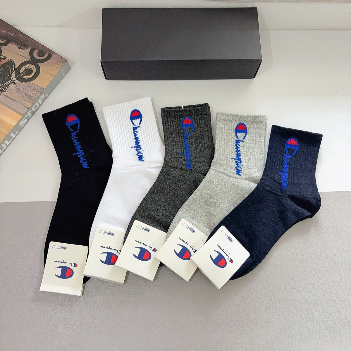 Champion Cotton Crew Socks – 5-Pair Set #001