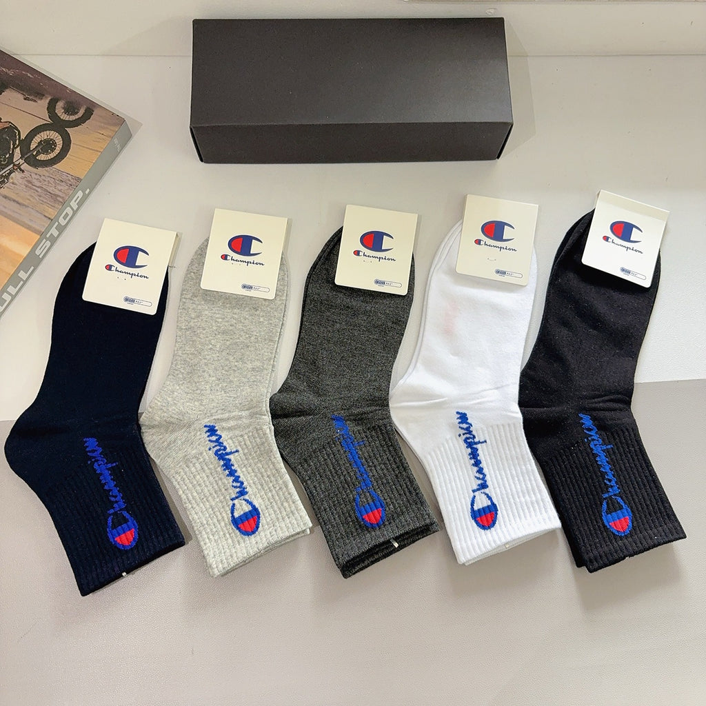 Champion Cotton Crew Socks – 5-Pair Set #001