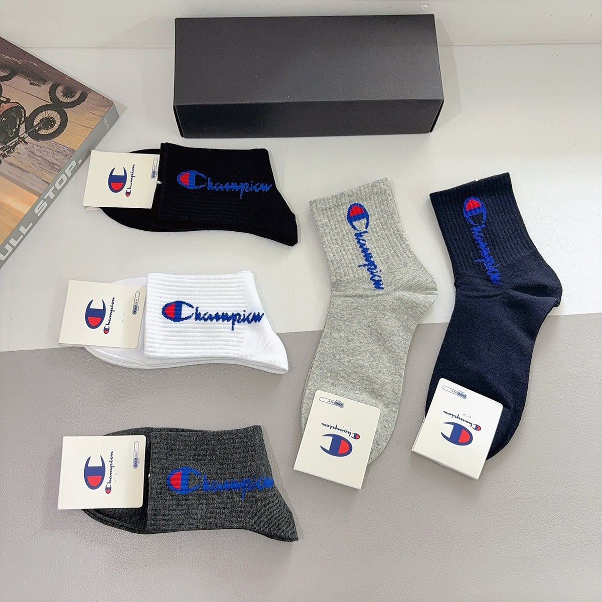 Champion Cotton Crew Socks – 5-Pair Set #001