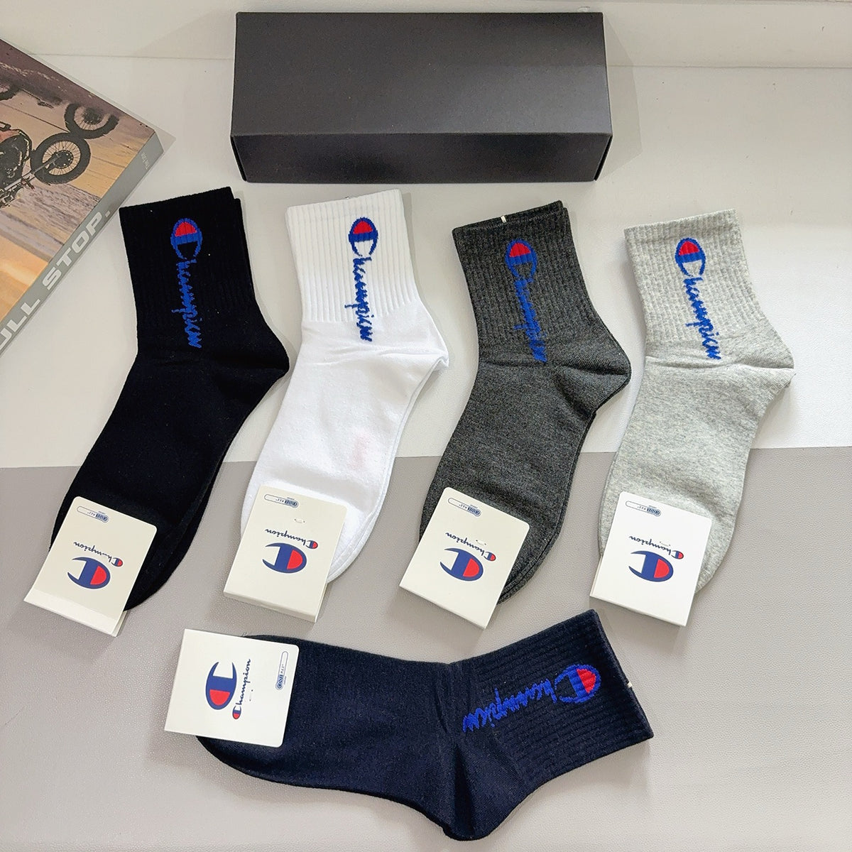 Champion Cotton Crew Socks – 5-Pair Set #001