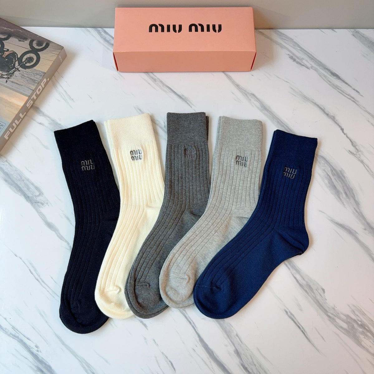 Miu Miu Cashmere Blend Knee-High Socks – 5-Pair Set #001