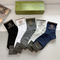 Gucci Cotton Crew Socks – 5-Pair Set #010