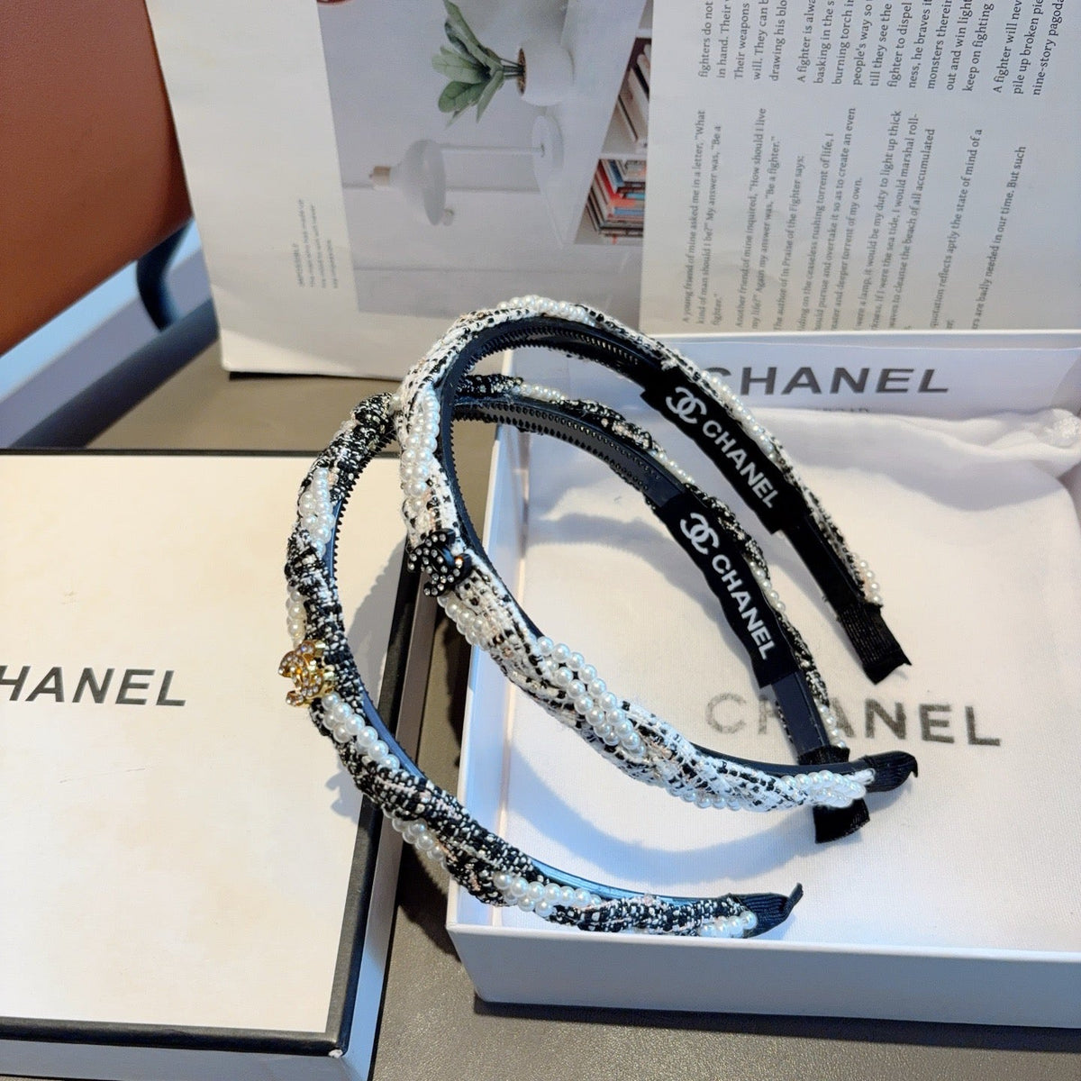 CHANEL Letter Logo Vintage Headband