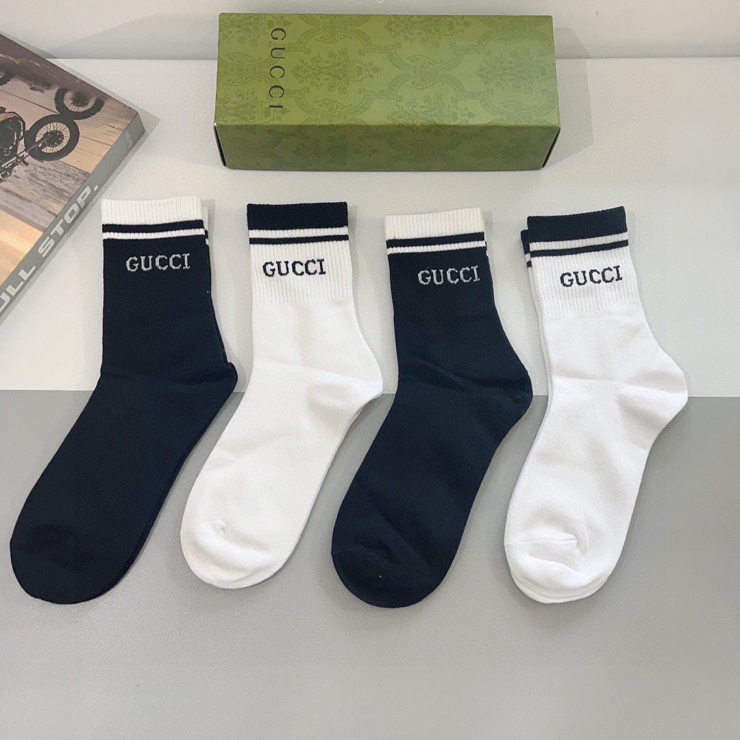 Gucci Cotton Knee-High Socks – 4-Pair Set #001