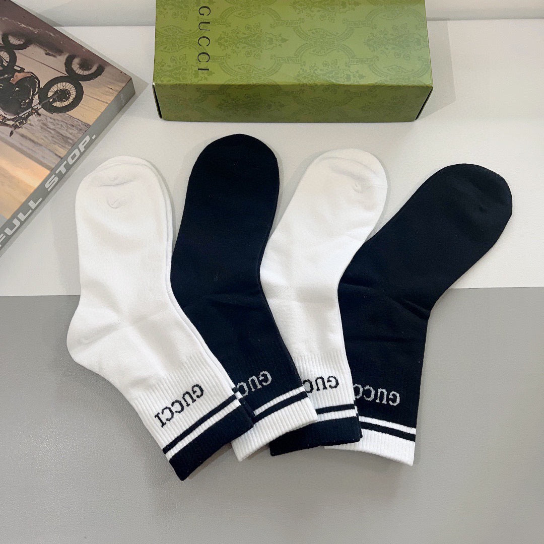Gucci Cotton Knee-High Socks – 4-Pair Set #001