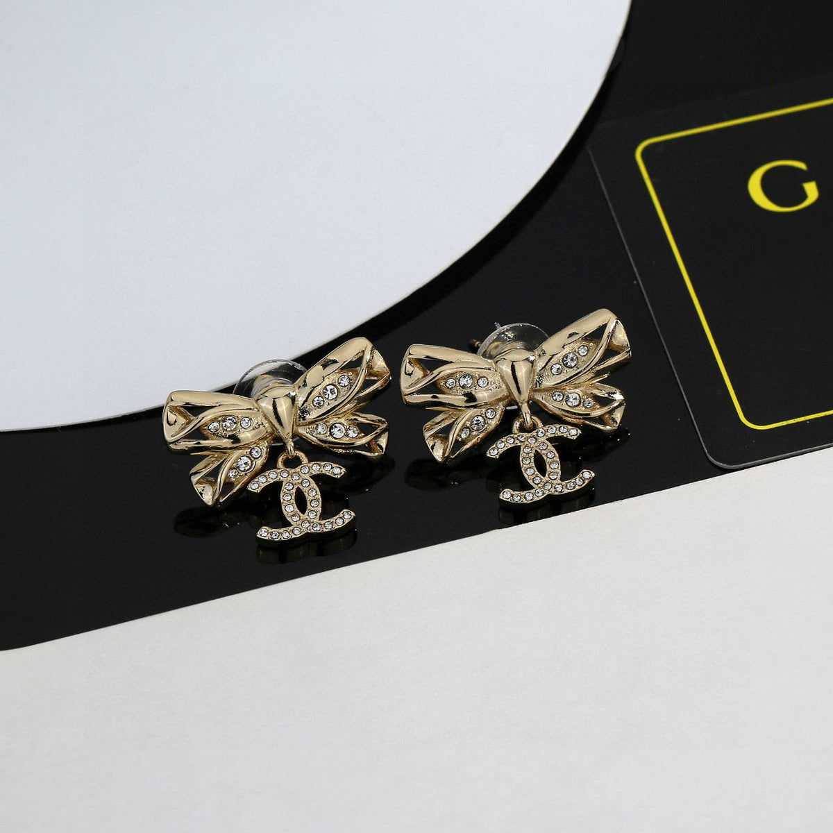 CHANEL Double-C Bow Earrings
