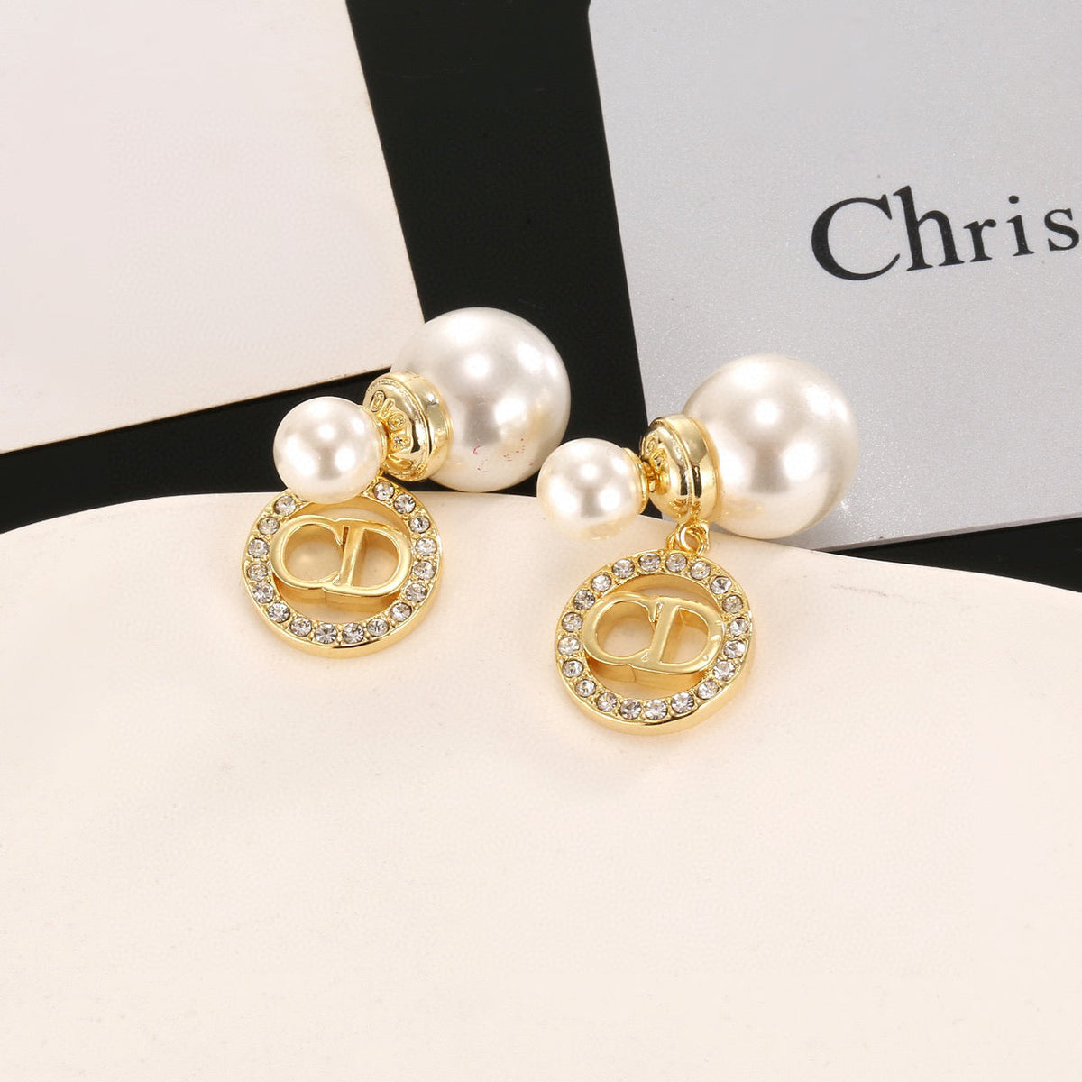 DIOR Pearl Crystal Earrings