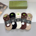 Gucci Cotton No-Show Socks – 5-Pair Set #003