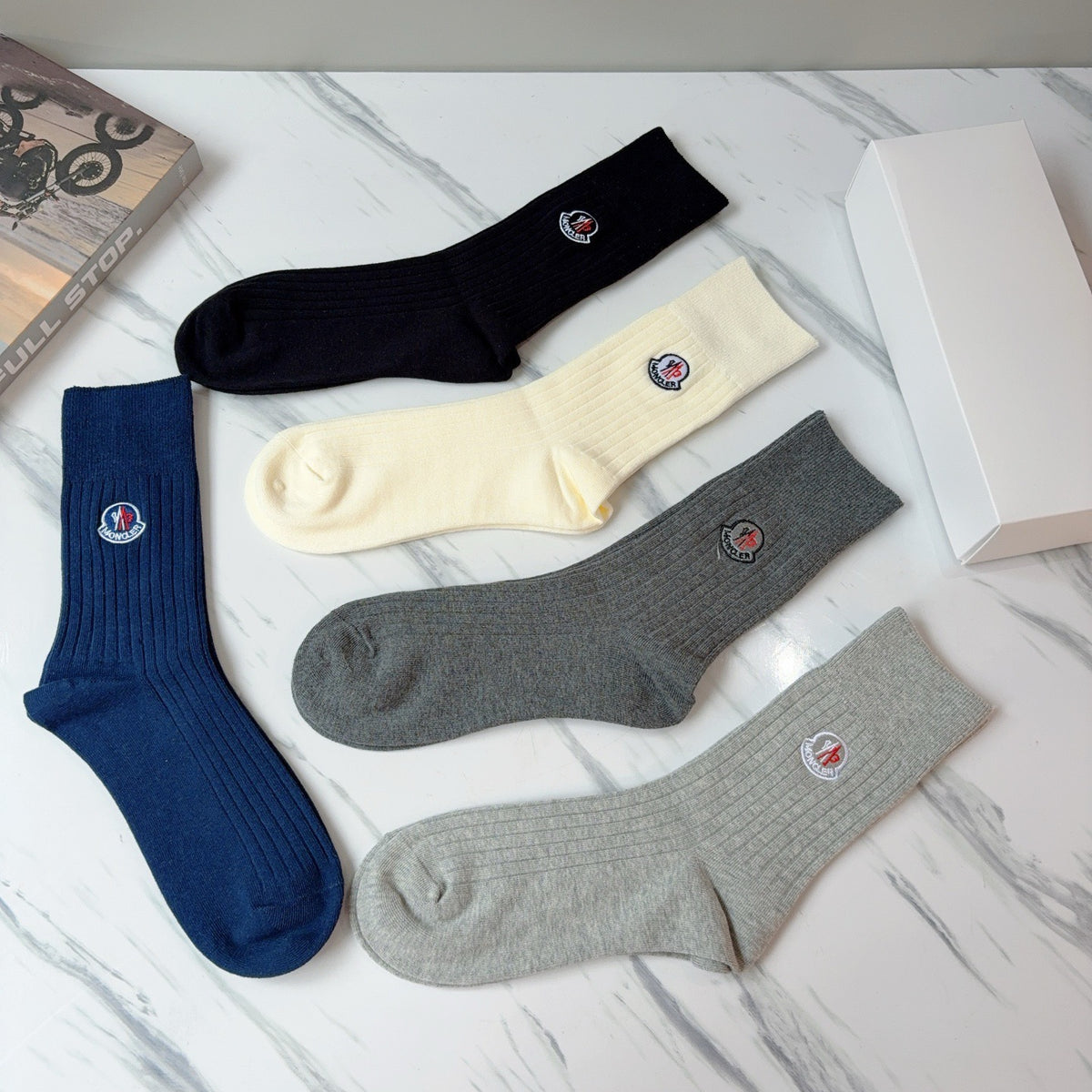 Moncler Cashmere Blend Knee-High Socks – 5-Pair Set #001