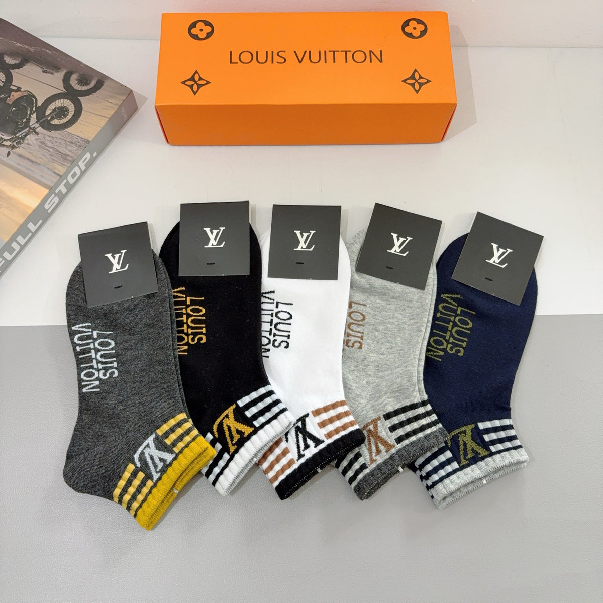 Louis Vuitton Cotton No-Show Socks – 5-Pair Set #002