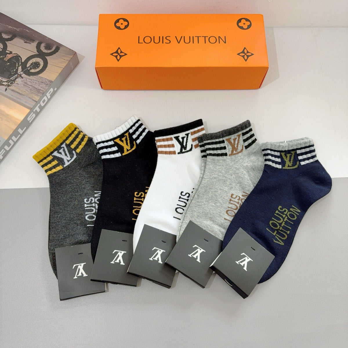Louis Vuitton Cotton No-Show Socks – 5-Pair Set #002