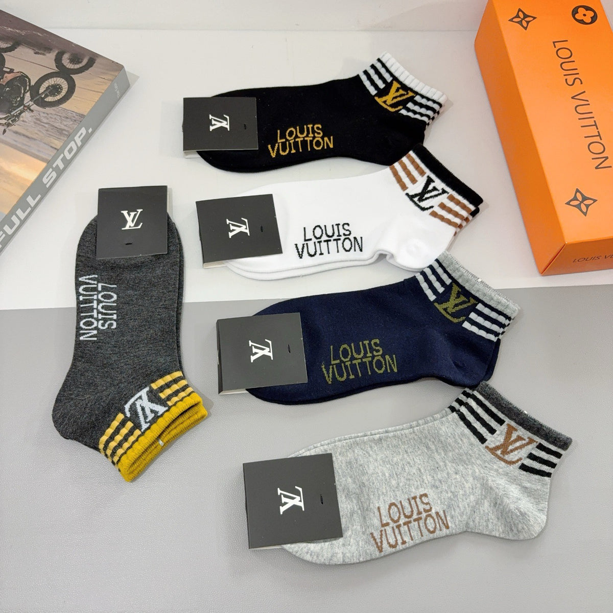Louis Vuitton Cotton No-Show Socks – 5-Pair Set #002
