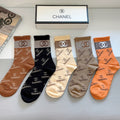 Chanel Cotton Knee-High Socks – 5-Pair Set #003
