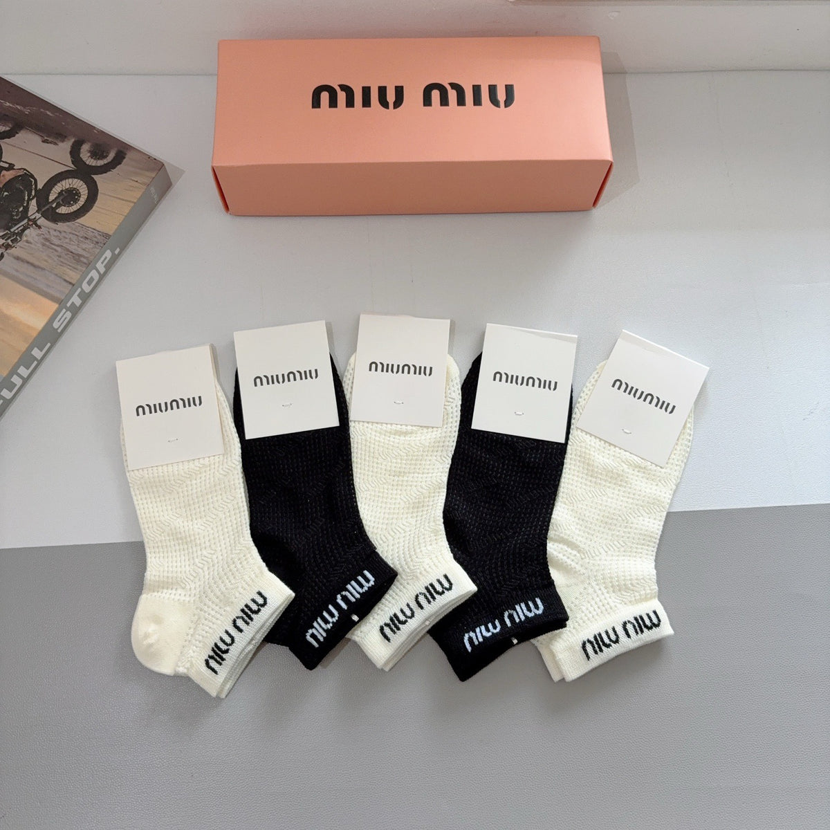 Miu Miu Cotton No-Show Socks – 5-Pair Set #001
